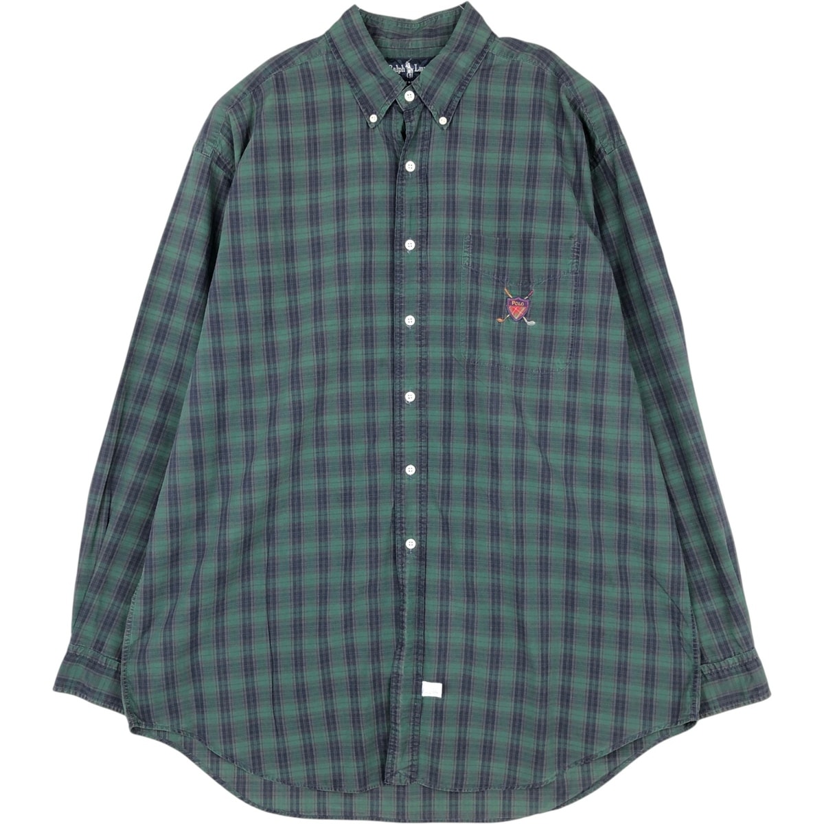 古着 ラルフローレン Ralph Lauren 長袖 ボタンダウンチェックシャツ USA製 メンズL相当/eaa676404
