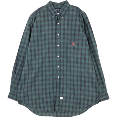 古着 ラルフローレン Ralph Lauren 長袖 ボタンダウンチェックシャツ USA製 メンズL相当/eaa676404
