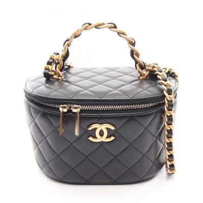 シャネル CHANEL マトラッセ バニティバッグ 2WAY ショルダーバッグ バッグ ラムスキン(羊革) レディース ブラック系 【中古】
