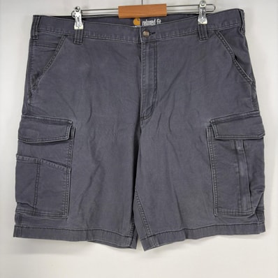 古着 カーハート Carhartt ショートパンツ カーゴパンツ ワンポイント ワーク ジップ ハーフパンツ 大きいサイズ w42 グレー メンズ
