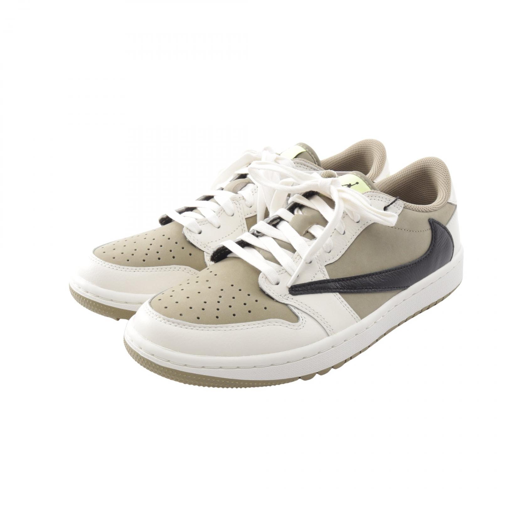 ナイキ NIKE Nike × Travis Scott エアジョーダン 1 LOW G NRG スニーカー 靴 レザー ファブリック メンズ カーキ系 / ホワイト系 / ブラック系 FZ3124-200 【中古】