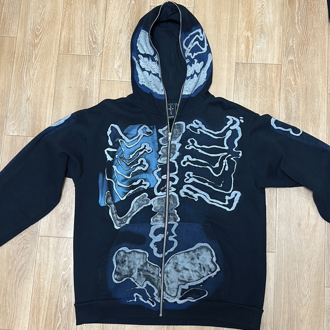 Travis Scott Cactus Jack For Fragment Skeleton Graffiti Full Zip Hoodie "Black"