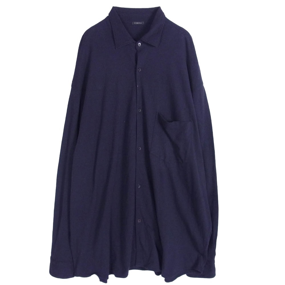 COMOLI コモリ 長袖シャツ 24SS Z01-05015 コットンジャージ コモリシャツ 長袖 シャツ ネイビー系 3【中古】