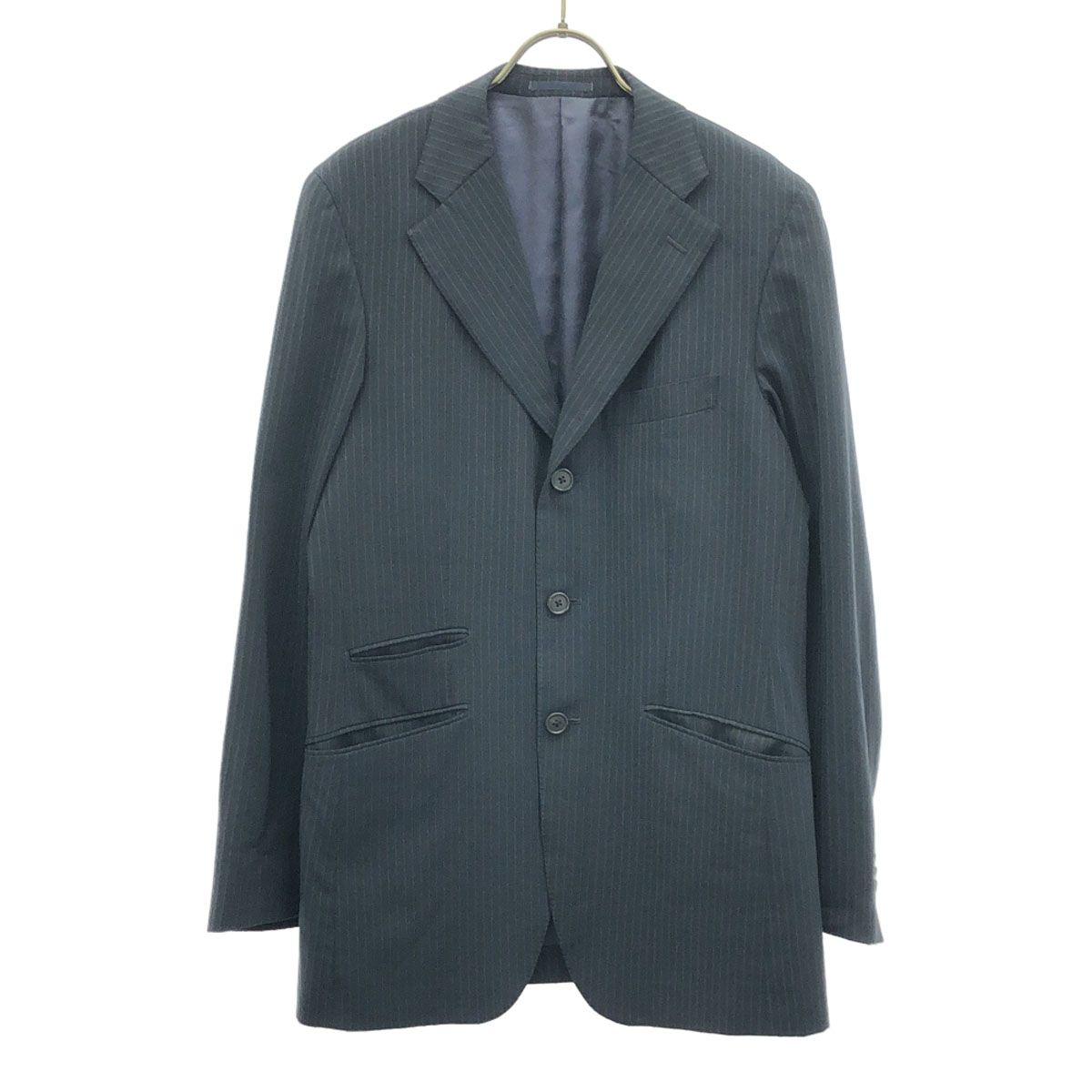 Paul Smith ポールスミス 日本製 ウールブレンド ピンストライプ テーラードジャケット L ネイビー
