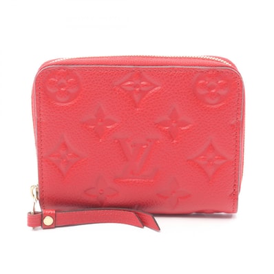 ルイ・ヴィトン LOUIS VUITTON ジッピーコインパース コインケース 財布 レザー モノグラム・アンプラント スリーズ レディース レッド系 M60740 【中古】
