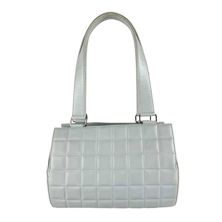 シャネル CHANEL ショルダーバッグ チョコバー レザー ライトブルー シルバー レディース【中古】 z9598