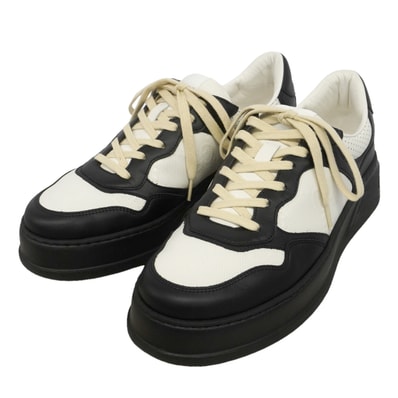 ★SALE【6aph051】グッチ スニーカー 10 レザー ブラック ホワイト ローカット【中古】メンズ
