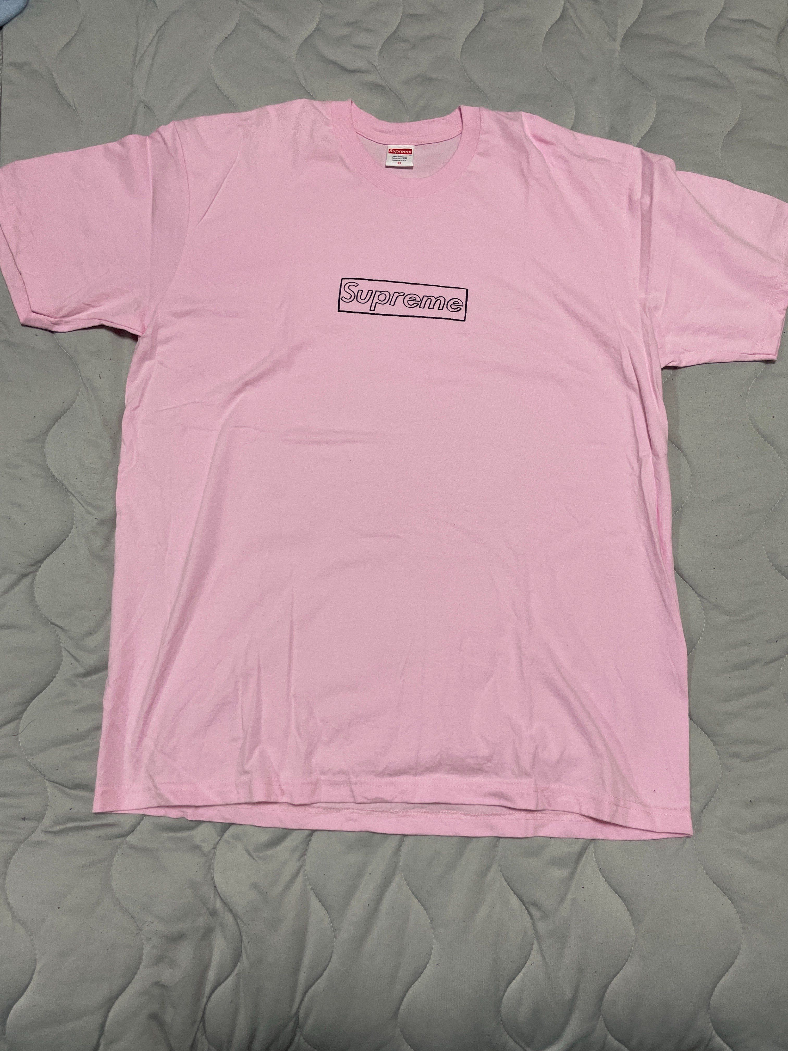 Supreme KAWS Chalk Logo Tee "Pink"