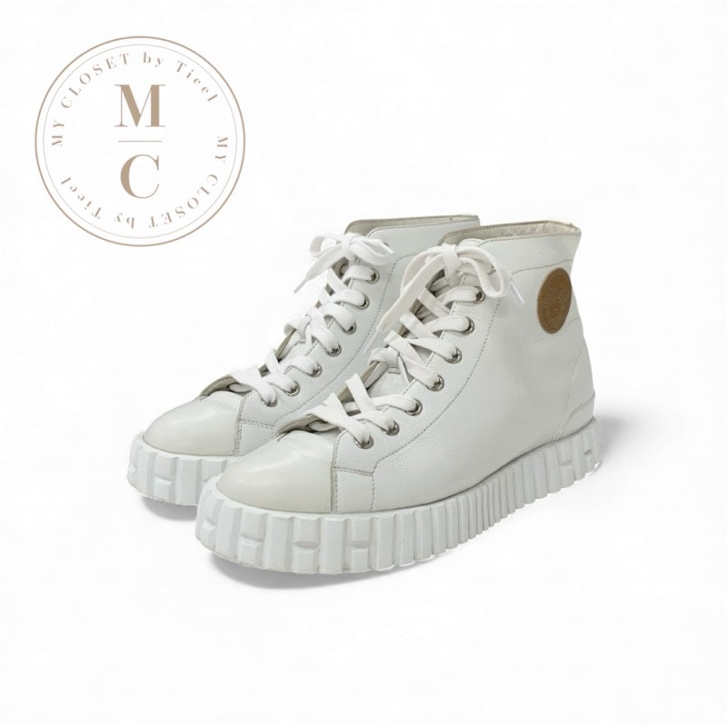 エルメス HERMES クライム スニーカー 靴 シューズ レザー ホワイト エクスリブリス ハイカットスニーカー