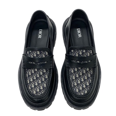 クリスチャンディオール CHRISTIAN DIOR DIOR EXPLORER ローファー 革靴 靴 シューズ レザー ブラック ベージュ オブリーク メンズ