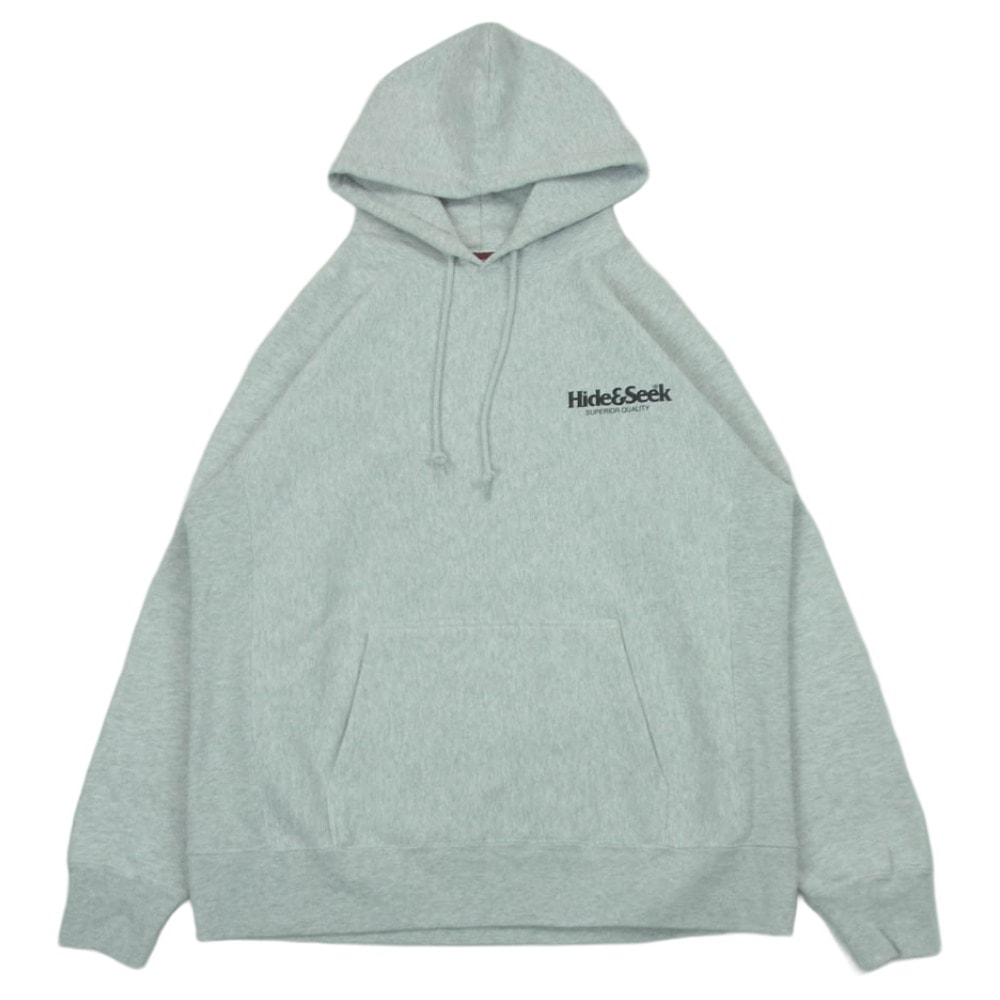 HideandSeek ハイドアンドシーク 24AW HC-090624 Logo Hooded Sweat Shirt ロゴ フーデッド スウェットシャツ パーカー フーディー ライトグレー系 L【新古品】【未使用】【中古】
