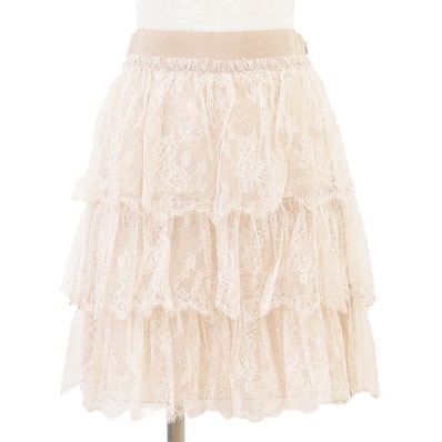【美品】 ヴァレンチノ レース スカート レディース ライトベージュ 42 Valentino