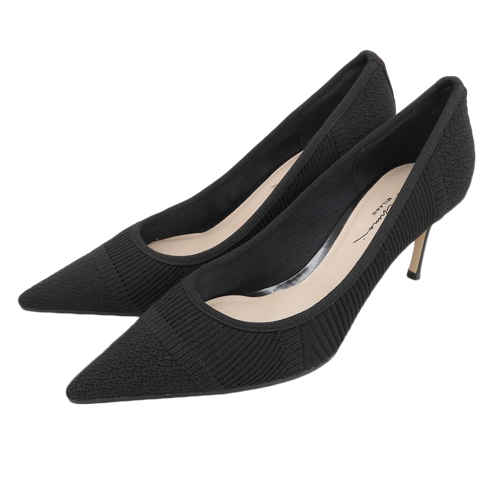 ジョルジオアルマーニ 美品 メッシュニットデザイン パンプス シューズ レディース 黒 ブラック 38 38