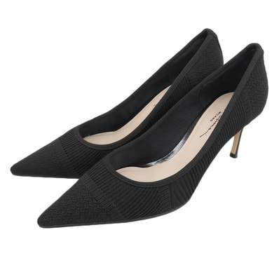 ジョルジオアルマーニ 美品 メッシュニットデザイン パンプス シューズ レディース 黒 ブラック 38 38