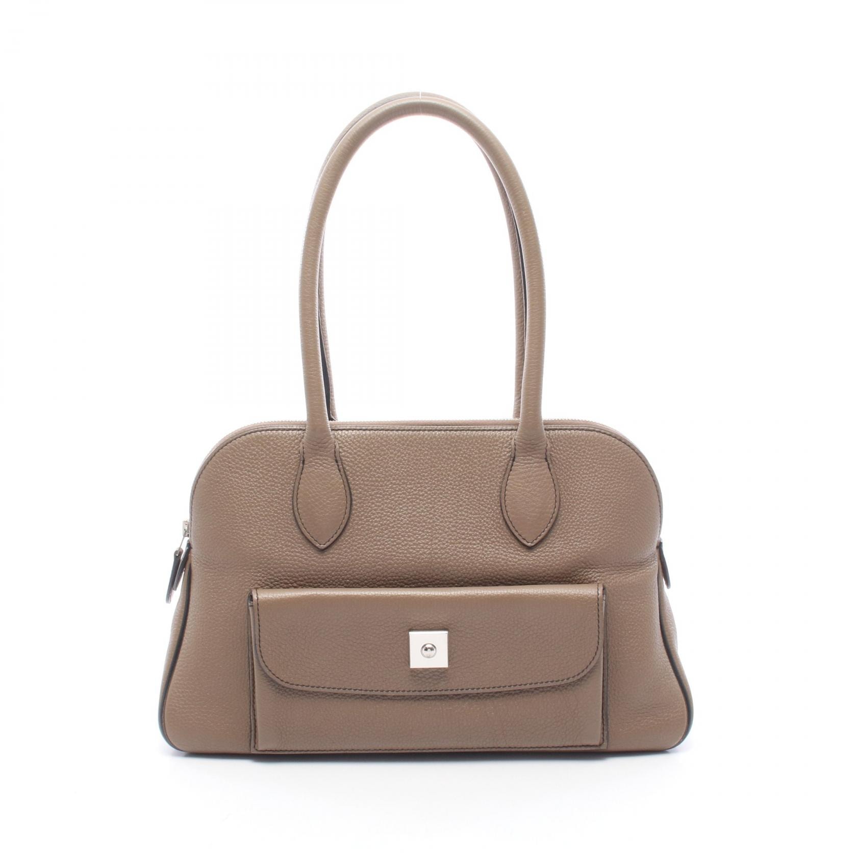 エルメス HERMES カラバス35 ショルダーバッグ バッグ レザー トゴ トゴ エトゥープ □N刻印(2010年製造) レディース グレー系 【中古】