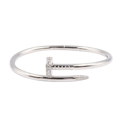 カルティエ CARTIER ジュストアンクル ブレスレット ダイヤ ブレスレット アクセサリー K18WG(ホワイトゴールド) ダイヤモンド レディース シルバー系 / クリア系 【中古】