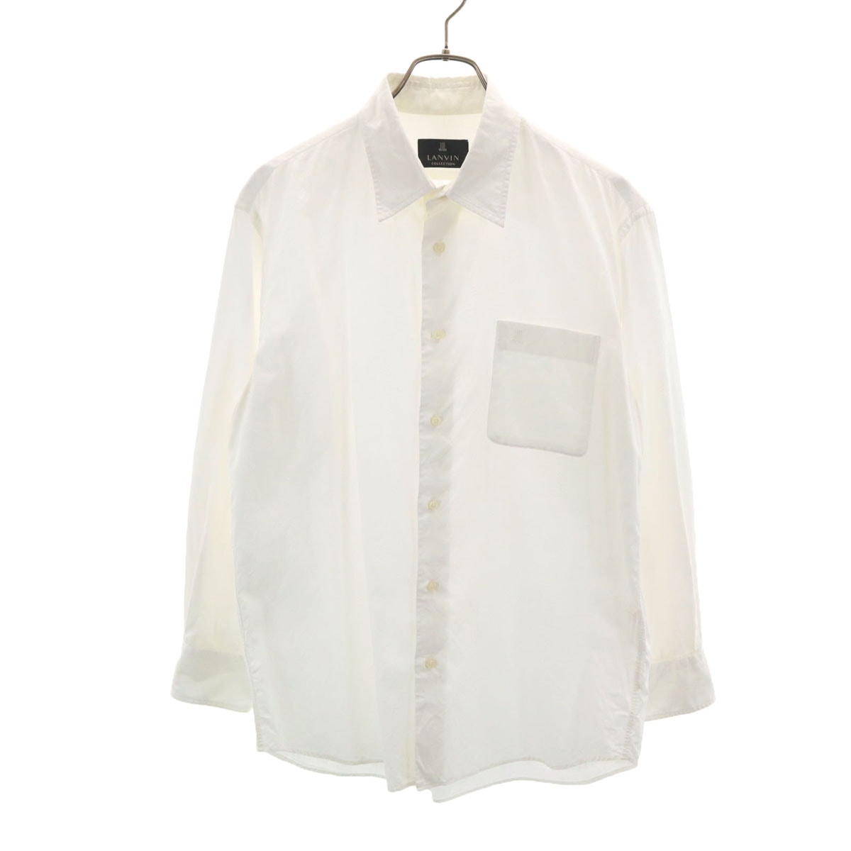 LANVIN LA COLLECTION ランバンコレクション 日本製 シャドー総柄 長袖 コットンシャツ L ホワイト
