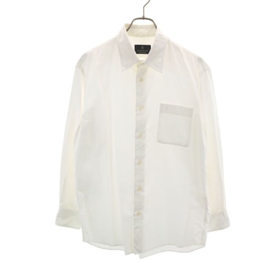 LANVIN LA COLLECTION ランバンコレクション 日本製 シャドー総柄 長袖 コットンシャツ L ホワイト
