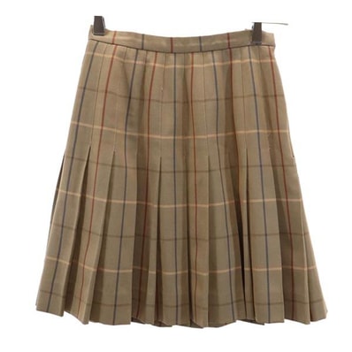 Burberrys バーバリーズ 90s ウール チェック ミニ丈 プリーツスカート ブラウン系 サイドジップ