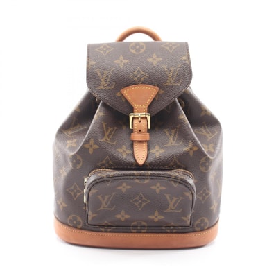 ルイ・ヴィトン LOUIS VUITTON ミニモンスリ リュックサック バックパック バッグ PVCコーティングキャンバス レザー モノグラム レディース ブラウン系 M51137 【中古】