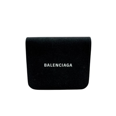 バレンシアガ BALENCIAGA 二つ折り財布 ロゴ ラメ ブラック