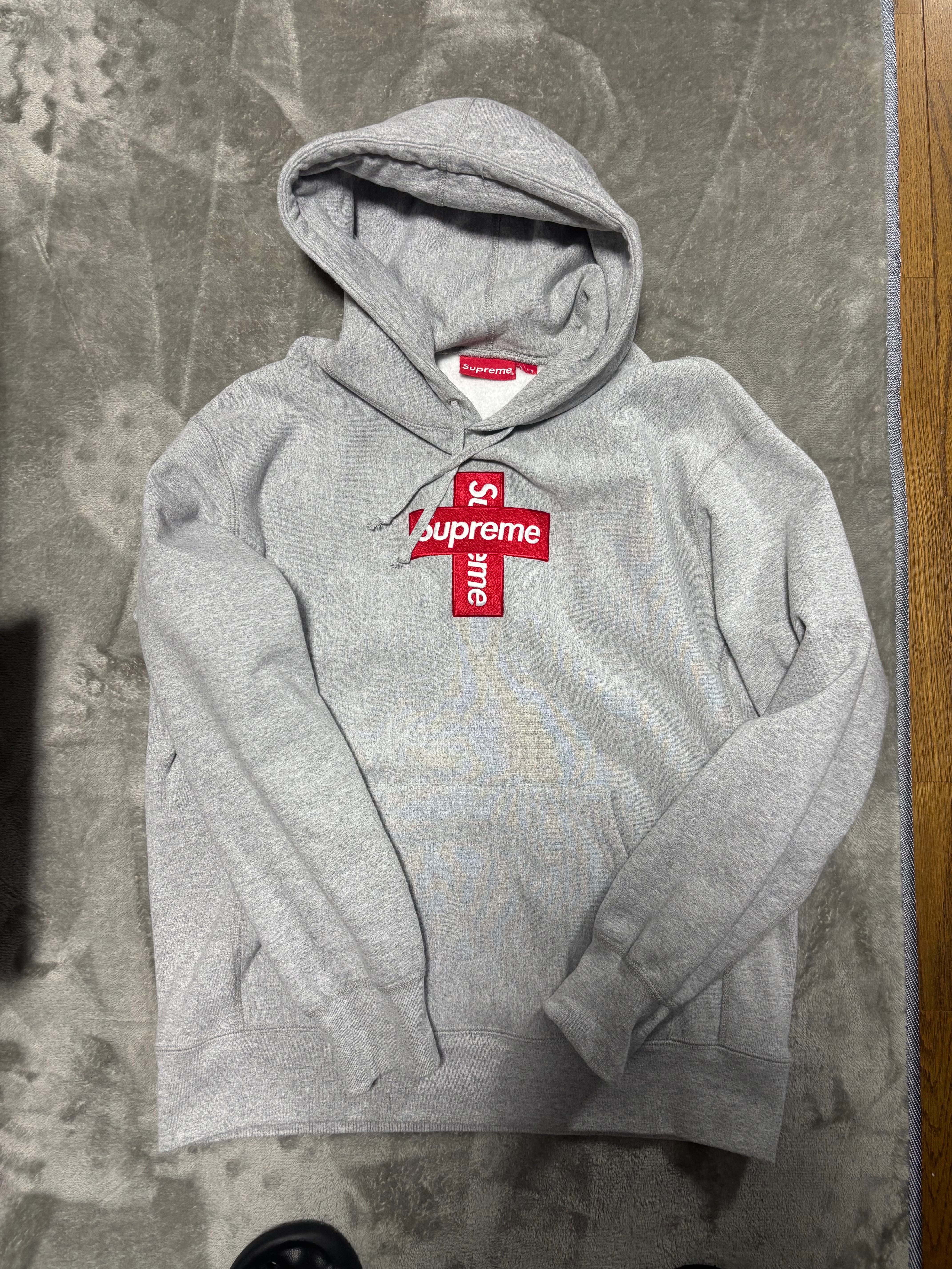 Supreme Cross Box Logo Hooded Sweatshirt "Grey"