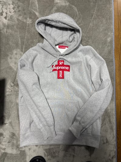 Supreme Cross Box Logo Hooded Sweatshirt "Grey"
