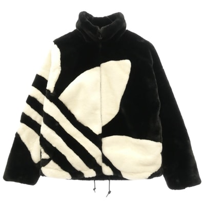 adidas アディダス ジャケット HR3483 FUR JACKET トレフォイル ファー ボア ジャケット ブラック系 ホワイト系 M【中古】