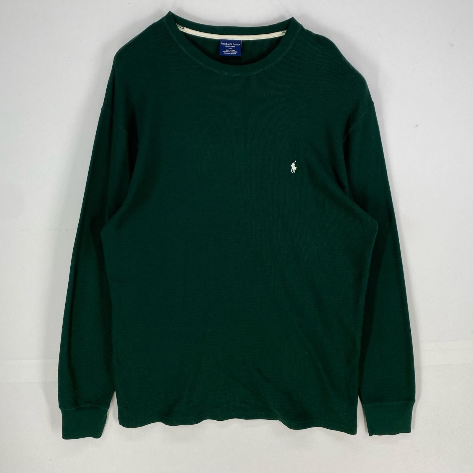 古着 ポロ・ラルフローレン POLO RALPH LAUREN 長袖Tシャツ サーマル ワンポイント ロングスリーブ 2XL  グリーン系 メンズ