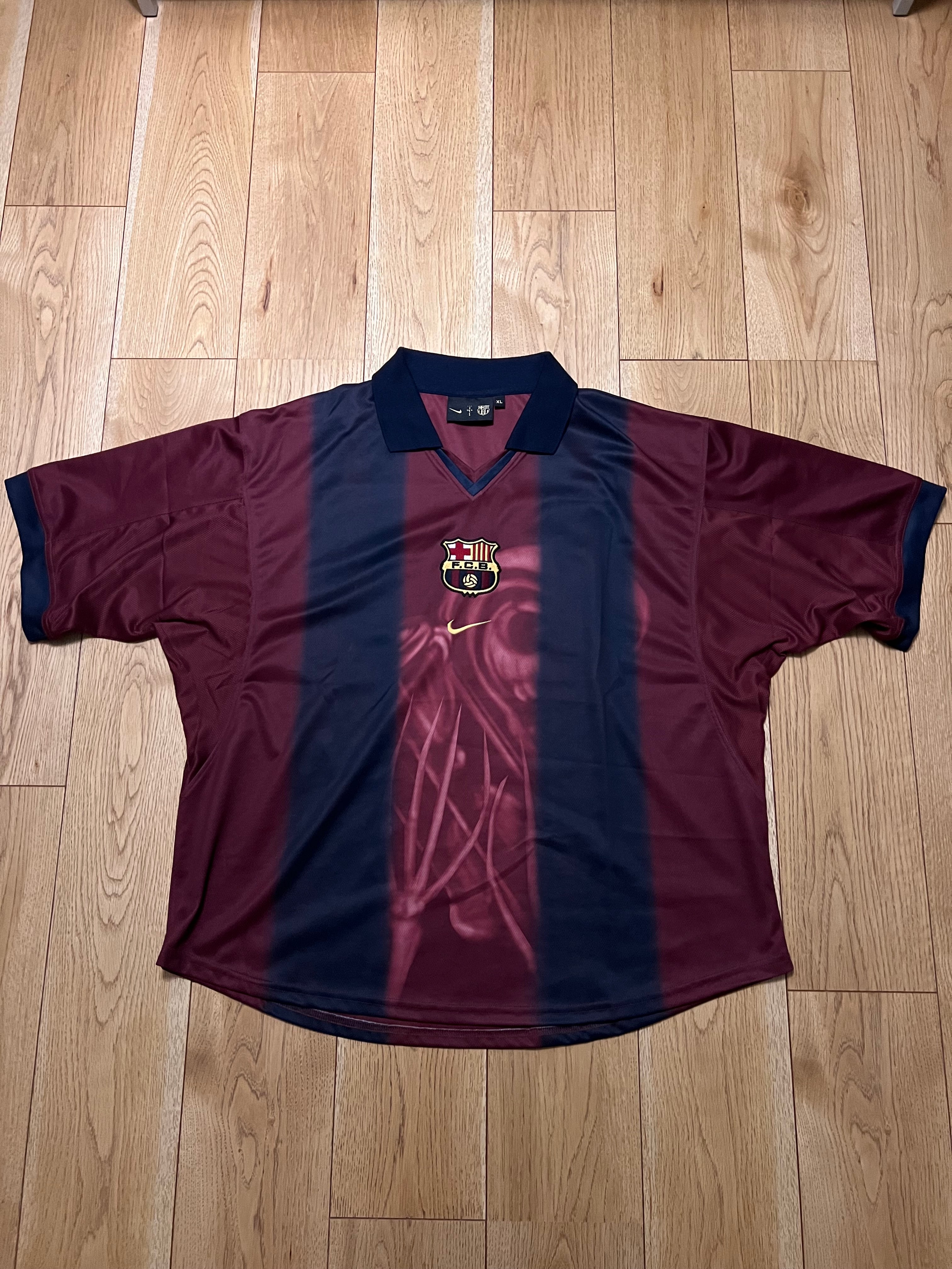 Travis Scott Cactus Jack x Nike x FC Barcelona Retro 2000/01 Home Skeleton Jersey "Burgundy"