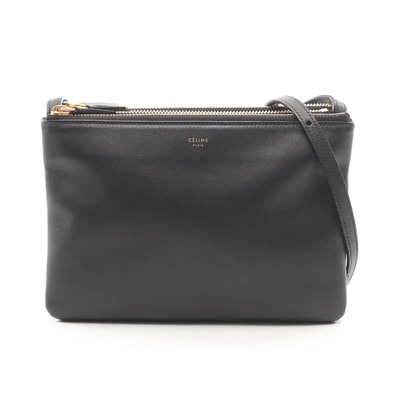 セリーヌ CELINE TRIO SMALL トリオ スモール ショルダーバッグ バッグ レザー レディース ブラック系 165113 【中古】