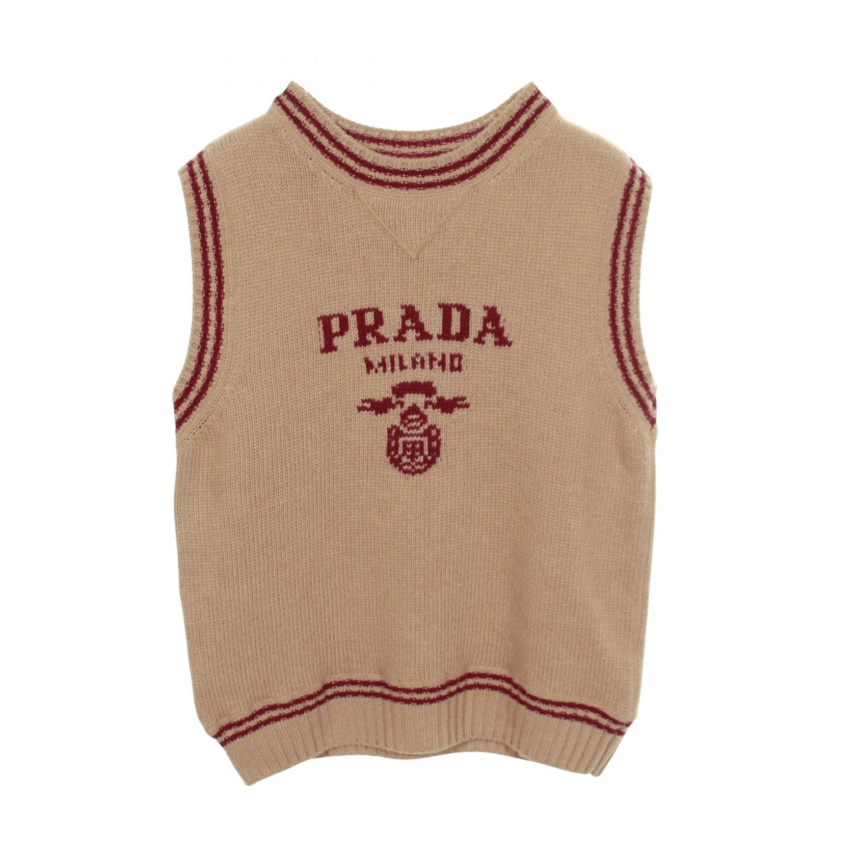 プラダ PRADA ニット ベスト 衣料品 トップス ウール レディース ブラウン系 / ボルドー系 【中古】