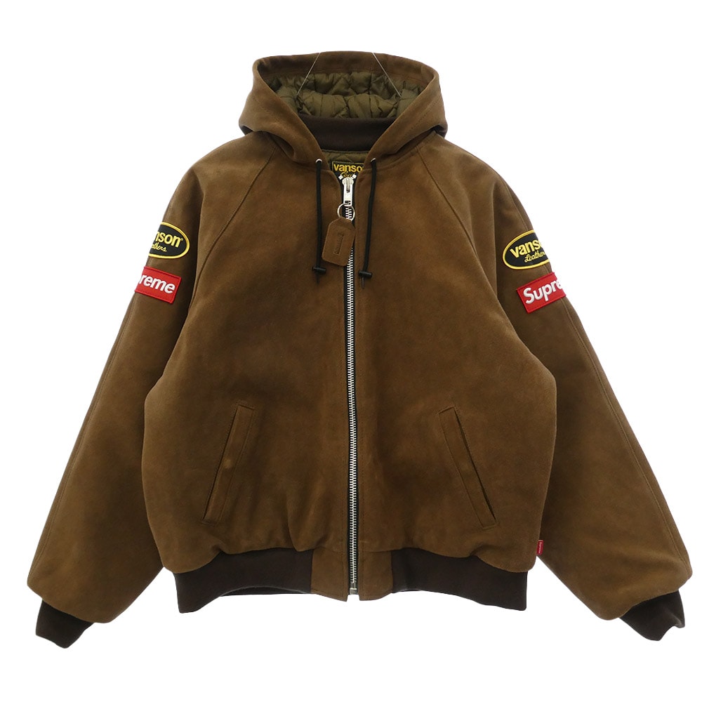 Supreme シュプリーム 24AW vanson Leathers バンソン Hooded Work Jacket ワーク ジャケット ブラウン系 M【中古】