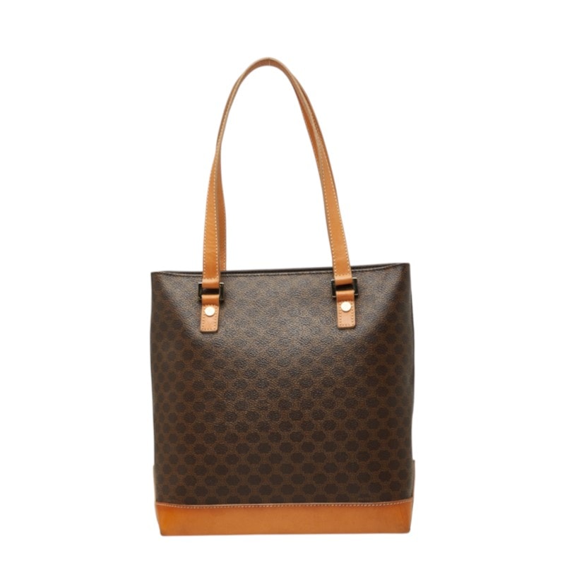 セリーヌ マカダム トートバッグ ショルダーバッグ CE00/12 ブラウン PVC レザー レディース CELINE 【中古】
