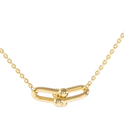TIFFANY&Co. ティファニー ハードウェア スモール ダブル リンク ペンダント ネックレス K18YG ゴールド【中古】