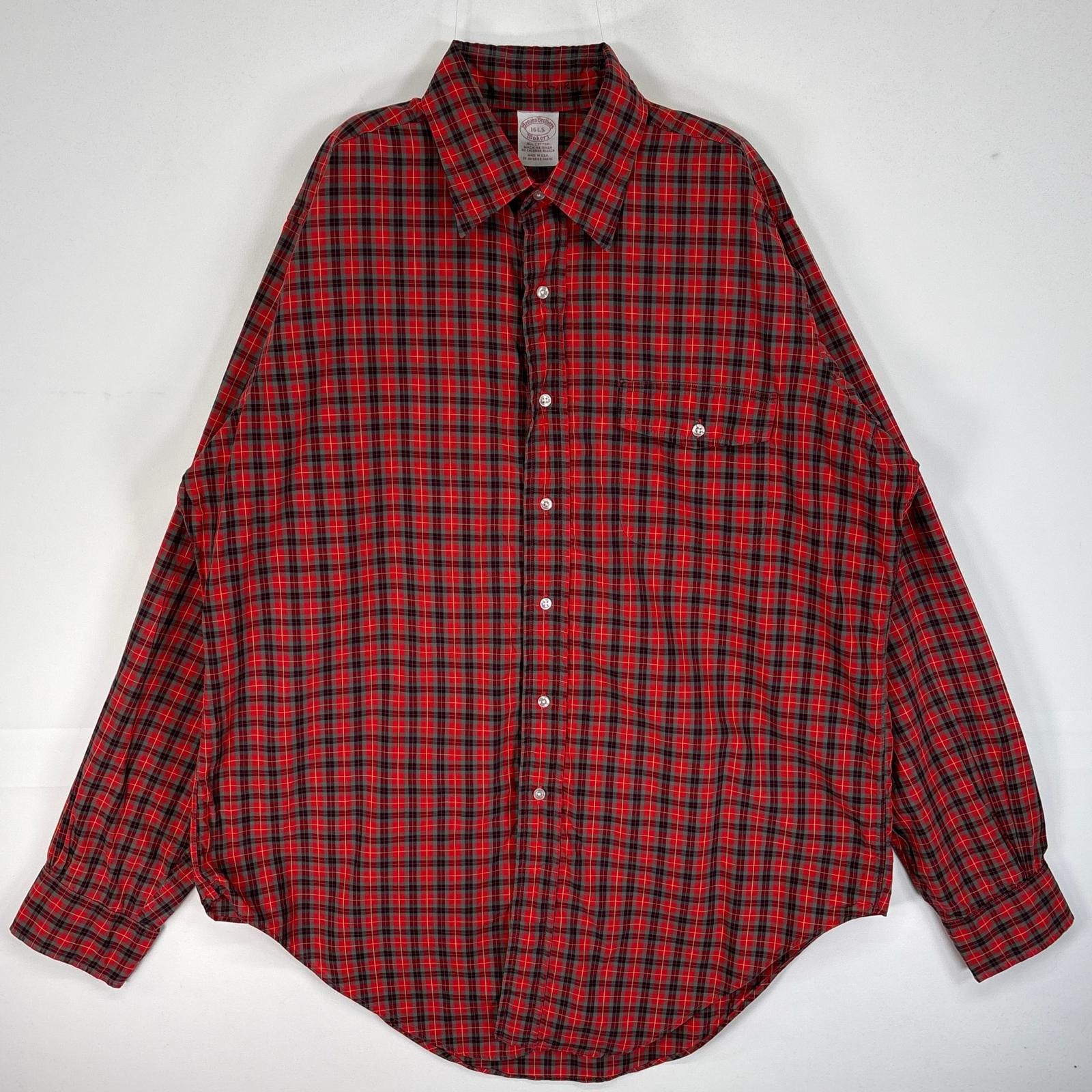 古着 ブルックスブラザーズ Brooks Brothers 長袖シャツ フラップポケ チェック Makers USA製 L  レッド系 マルチカラー メンズ