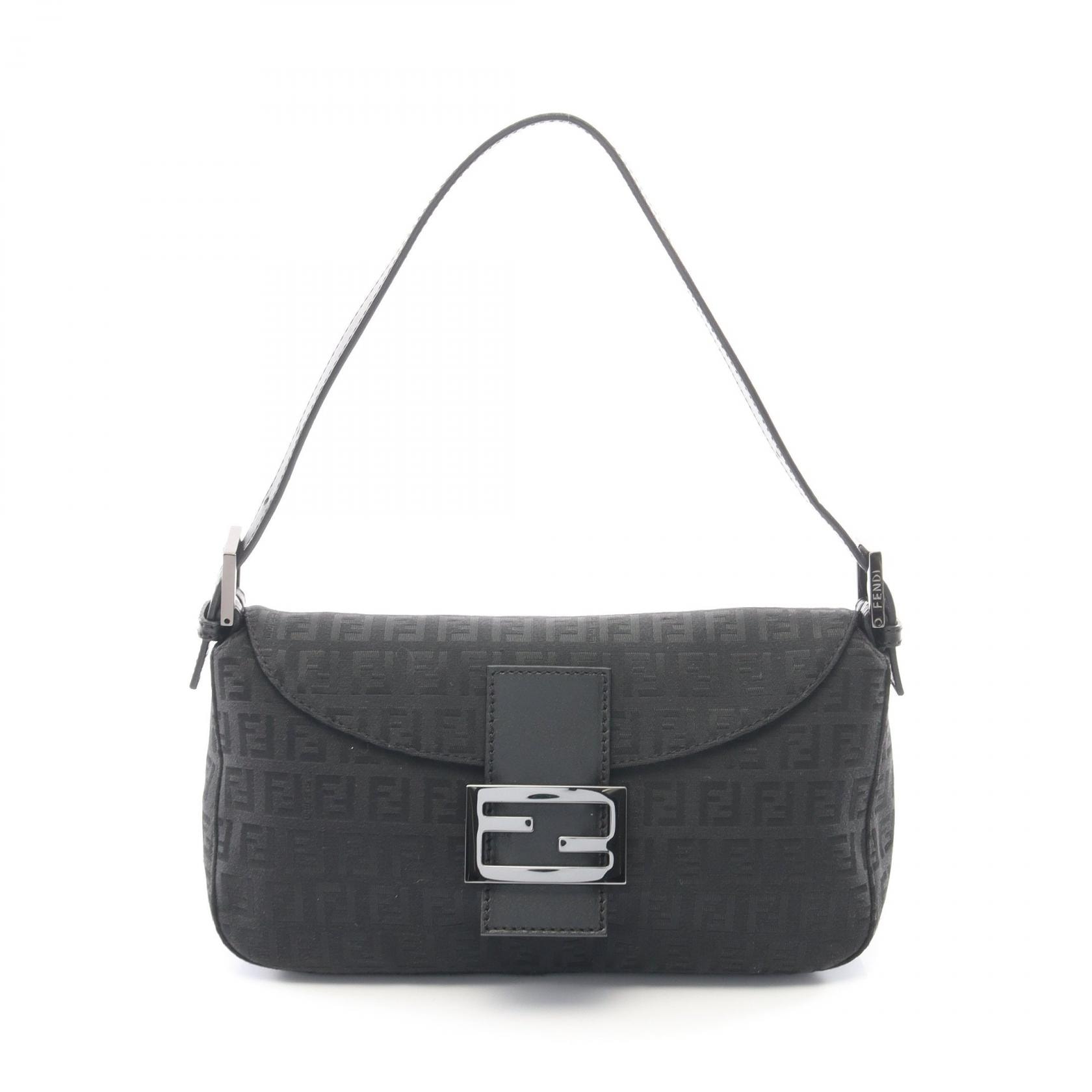 フェンディ FENDI マンマバケット ズッキーノ ショルダーバッグ バッグ キャンバス レザー レディース ブラック系 【中古】