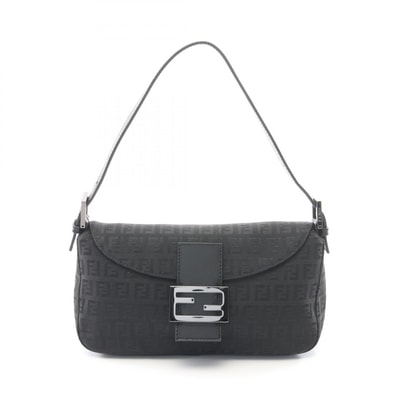 フェンディ FENDI マンマバケット ズッキーノ ショルダーバッグ バッグ キャンバス レザー レディース ブラック系 【中古】