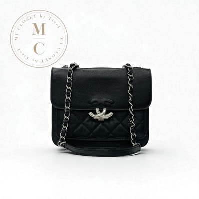 シャネル CHANEL バッグ ショルダーバッグ キャビアスキン ブラック 黒 シルバー マトラッセ ハーフココマーク シングルフラップ ダブルチェーン