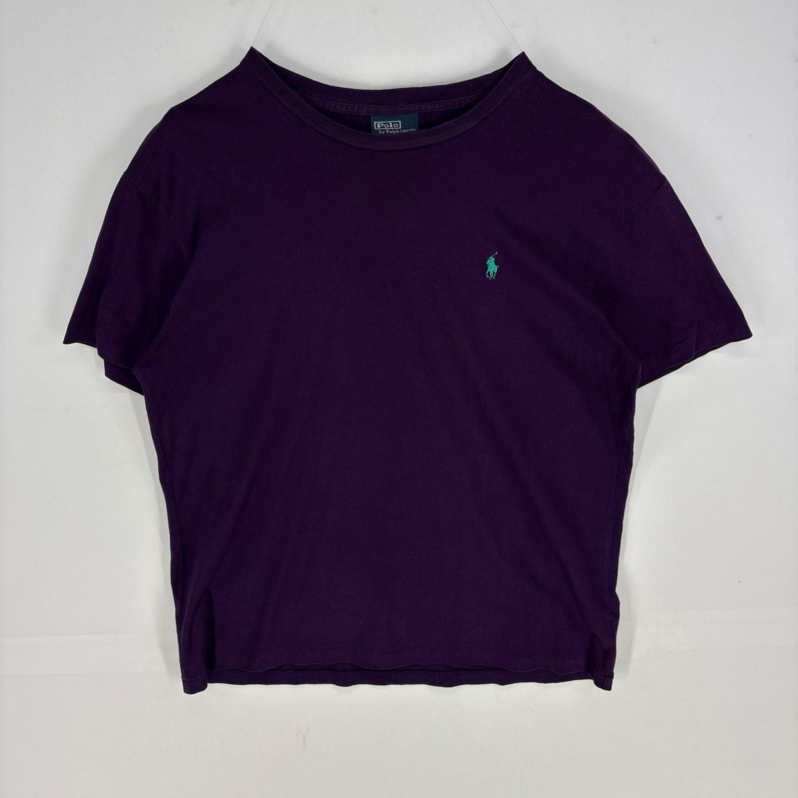 古着 ポロバイラルフローレン Polo by Ralph Lauren 半袖Tシャツ ワンポイント ポニー クルーネック M  パープル系 メンズ
