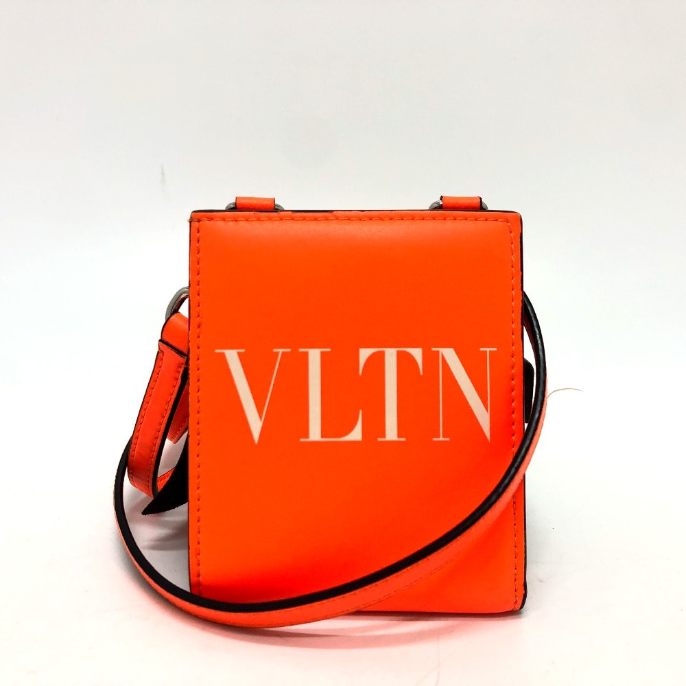 ヴァレンチノ VALENTINO VLTN ロゴ ネックストラップ ウォレット ウォレット 折りたたみ財布 2つ折り財布 レザー オレンジ