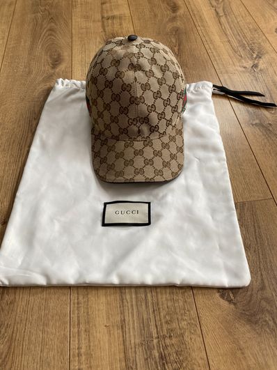 GUCCI Original GG Canvas Baseball Hat With Web "Beige/Ebony"