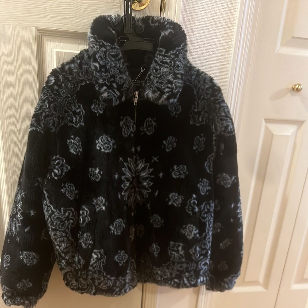 Supreme Bandana Faux Fur Bomber Jacket "Black"