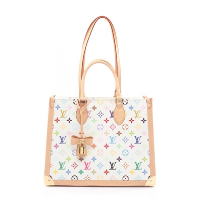 ルイ・ヴィトン LOUIS VUITTON LOUIS VUITTON × 村上隆 オンザゴー トランクMM トートバッグ バッグ PVCコーティングキャンバス レザー モノグラム・マルチカラー ブロン レディース ホワイト系 M13079 【中古】