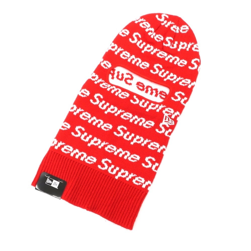 【中古】【未使用】シュプリーム Supreme 2023年秋冬 New Era Repeat Balaclava 目出し ニットキャップ レッドxホワイト【メンズ】