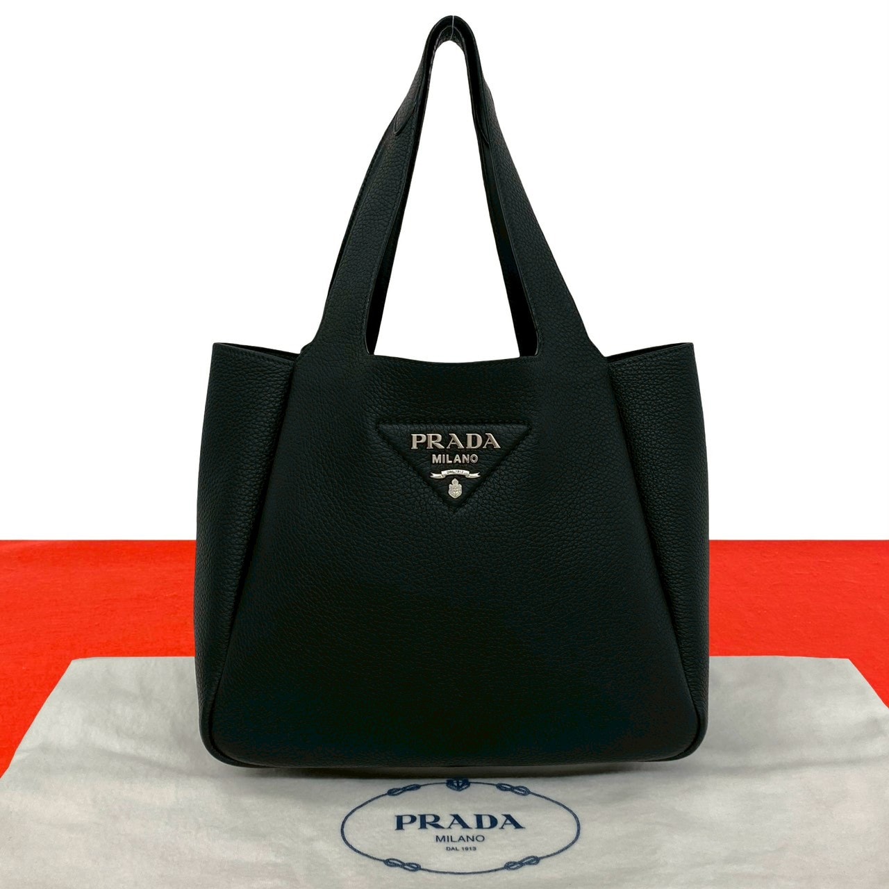 極美品 PRADA プラダ 三角ロゴ 巾着バッグ ハンドバッグ ナイロン 黒 