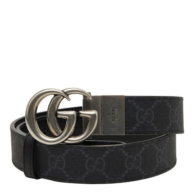 グッチ GGスプリーム インターロッキングG ベルト サイズ 75 30 643847 ブラック シルバー金具 PVC メンズ GUCCI 【中古】