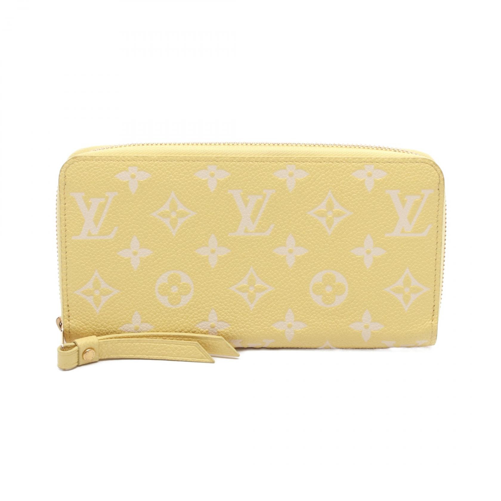 ルイ・ヴィトン LOUIS VUITTON ジッピーウォレット ラウンド長財布 財布 レザー モノグラム・アンプラント ジョーヌ レディース イエロー系 M81427 【中古】