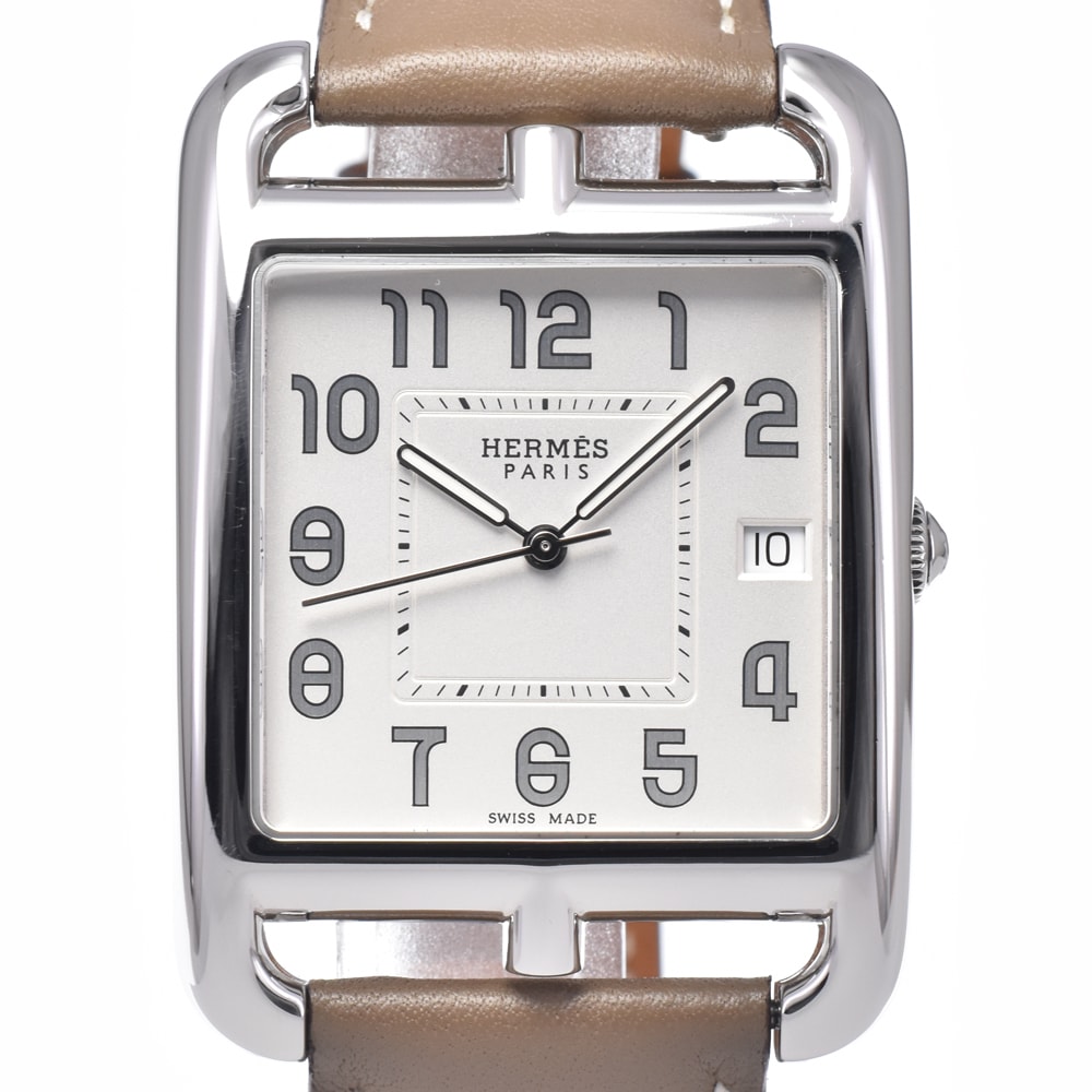 エルメス HERMES CC1.810 ケープコッド デイト シルバー クォーツ メンズ 美品 腕時計 M#148492