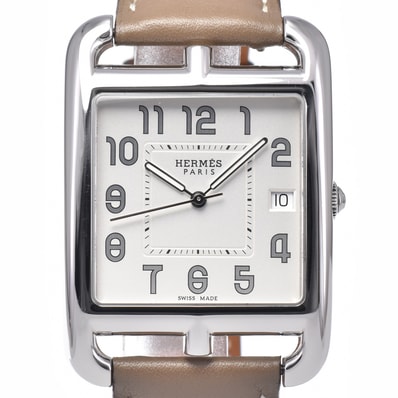エルメス HERMES CC1.810 ケープコッド デイト シルバー クォーツ メンズ 美品 腕時計 M#148492